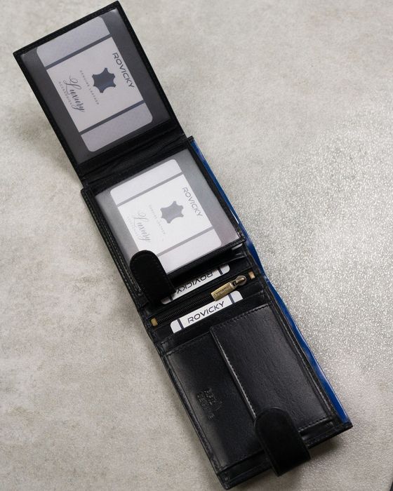 skórzany portfel męski z kieszenią na dowód rejestracyjny - rovicky
