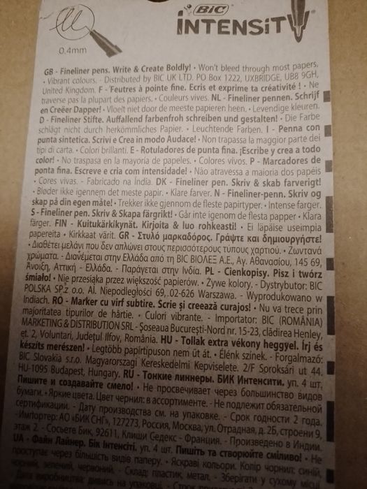 Cienkopisy BIC zestaw 4 sztuki zieleń czerń granat czerwony