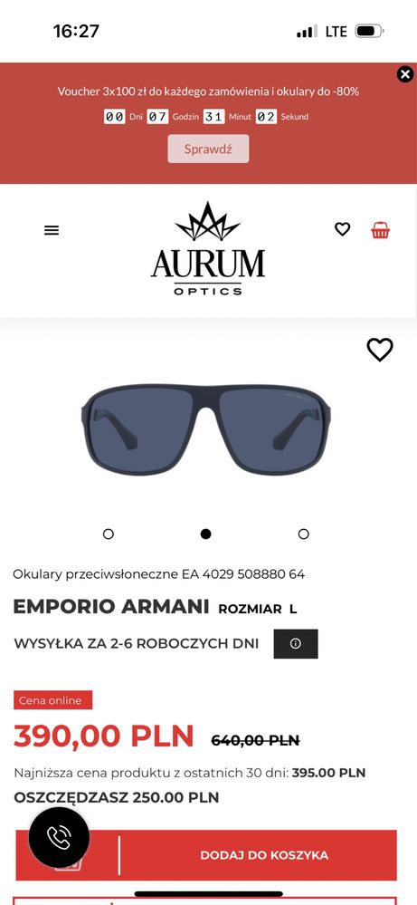 Okulary przeciwsłoneczne Emporio Armani