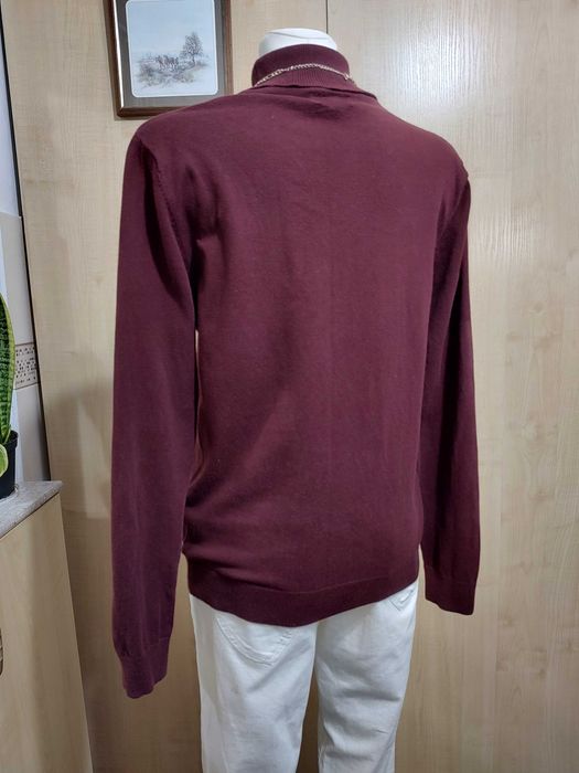 Basicowy damski bawełniany burgundowo brązowy golf z długim rękawem