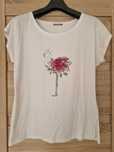 Biała bluzka, T-shirt z flamingiem, Orsay rom. L