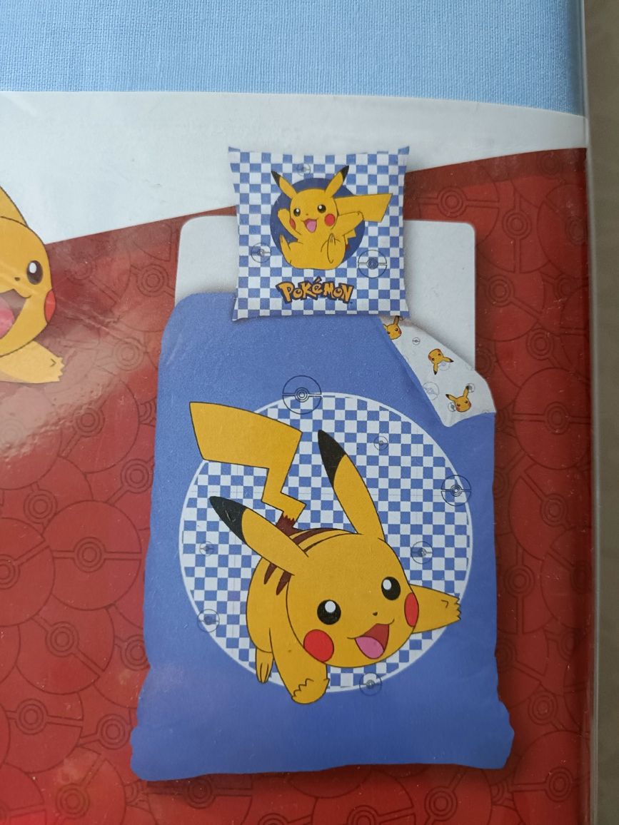 Zestaw pościeli Pokemon Pikatchu 160/200 i 70/80 bawełna nieb. biały