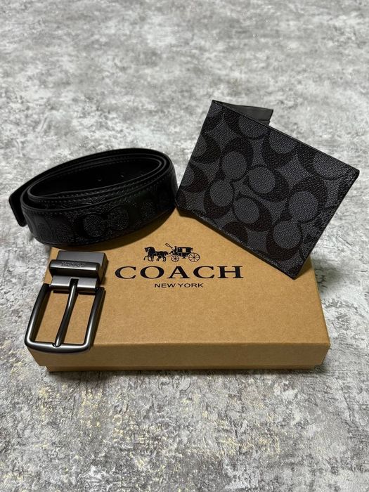 Подарочный набор Coach кошелек + ремень в подарочной коробке | подарун