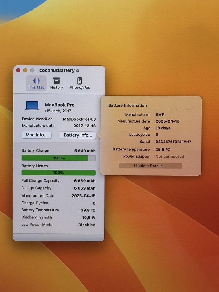 Laptop MacBook Pro 15 i7-7820HQ/16/512 A1707 Silver 2017 Ventura
