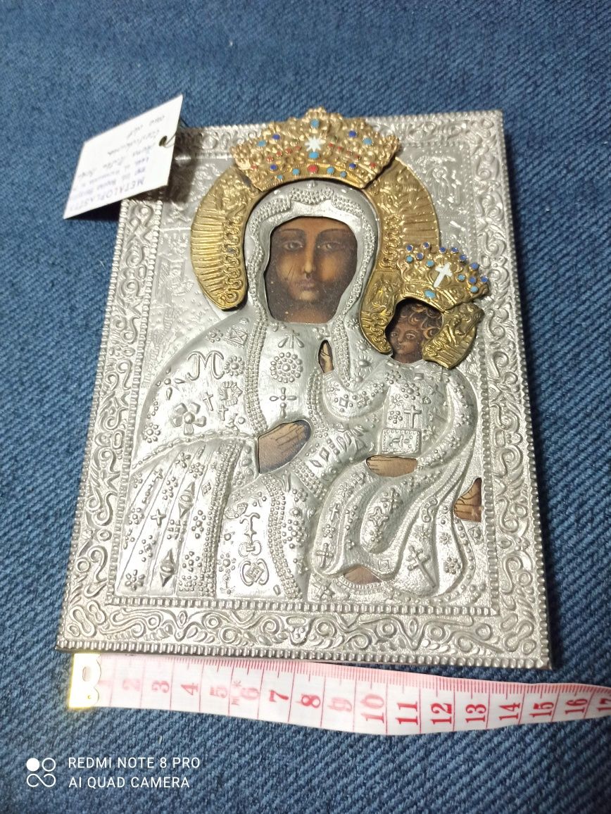 Ręcznie malowana ikona Matki Boskiej Częstochowskiej