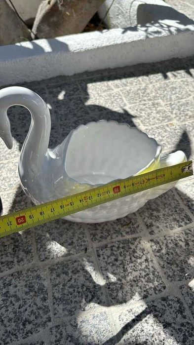 Cisne vaso cerâmica branco