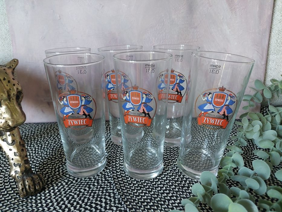 Zestaw 6 pokali szklanek vintage do piwa Żywiec nowe