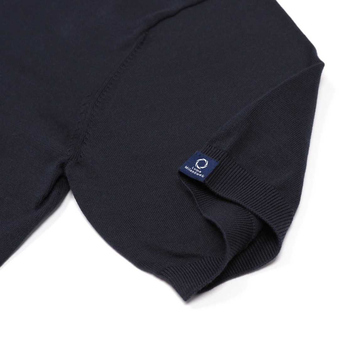 Granatowa elegancka koszulka polo męska 100% dzianina bawełniana L