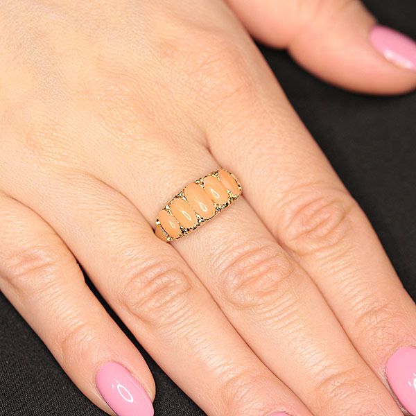 Złoty pierścionek z koralami ANTYK 18K