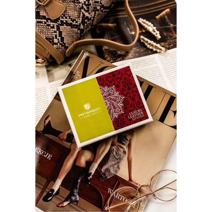 portfel damski skórzany ze złotymi okuciami i ochroną rfid - peterson