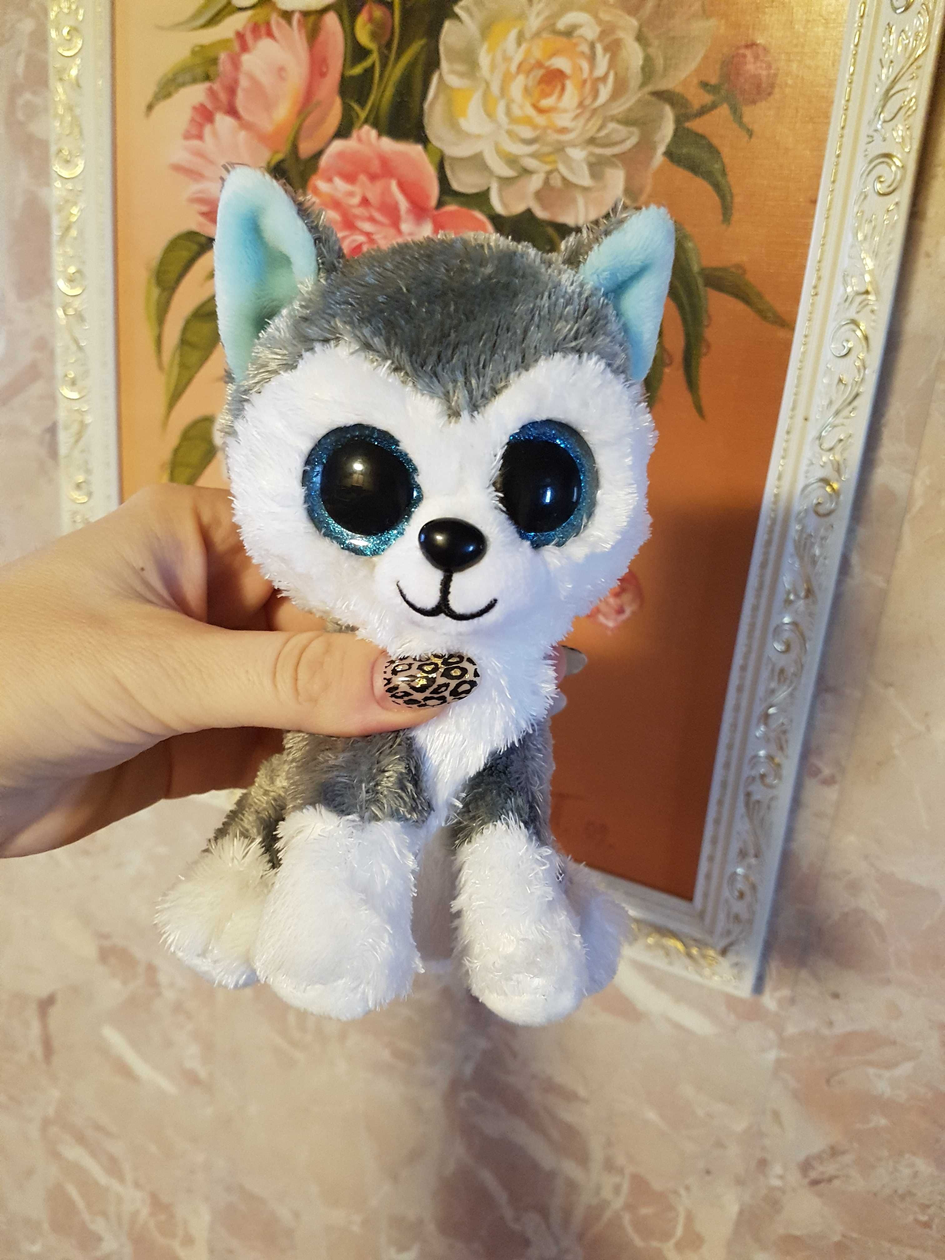 TY Beanie Boos глазастик собака хаски, волк 15 см