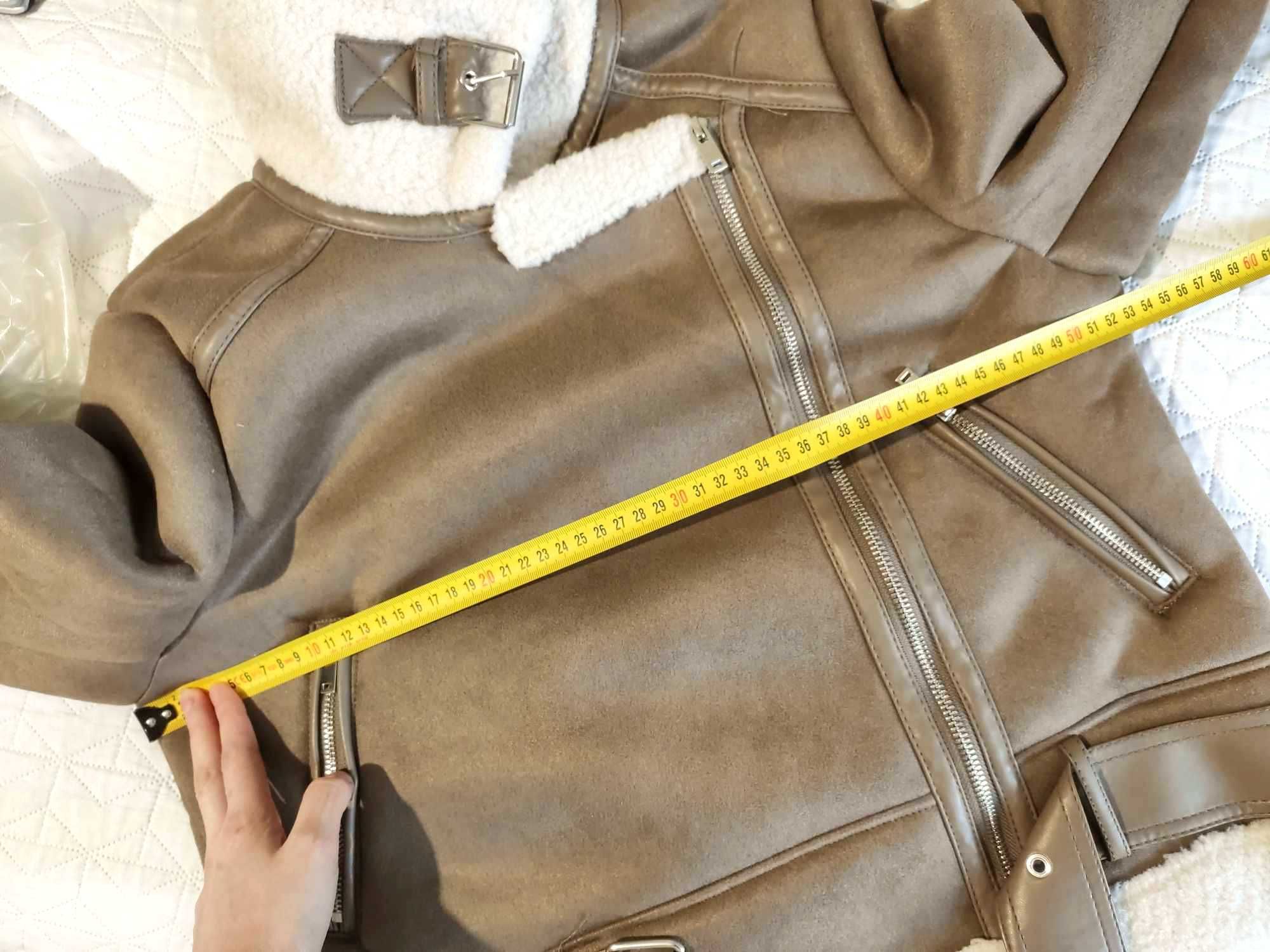 Ramoneska z barankiem na wiosnę; kurtka sherpa biker; wiosenny kożuch