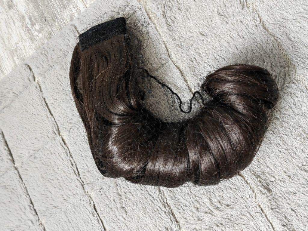 Sztuczne włosy kitka loki doczepiane ciemny brąz