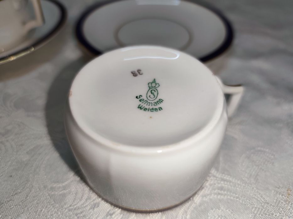 ELEGANCKI ZESTAW PORCELANY Seltmann Weiden 2 Filiżanki + Spodki