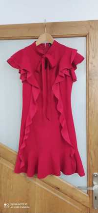 Czerwona sukienka mini kokarda pod szyją SHEIN rozm. S