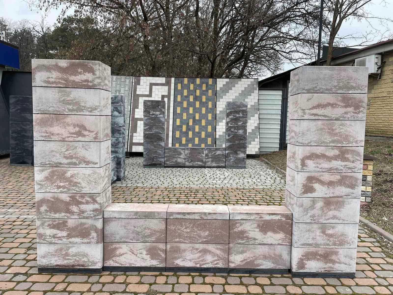 Блоки  бетонні для паркану. Гладкі, Колоті. Доставка