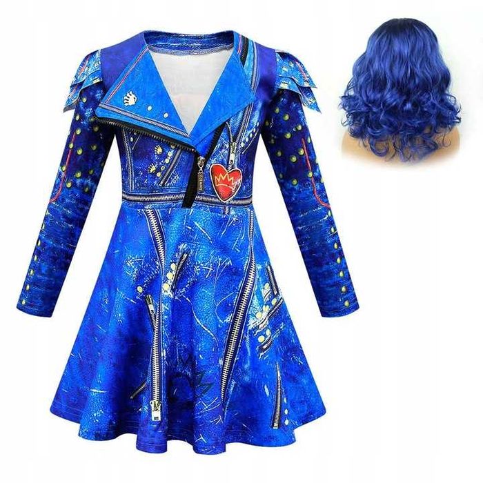 Strój Evie / Mal Disney Descendants + peruka – kostium cosplay 130 cm