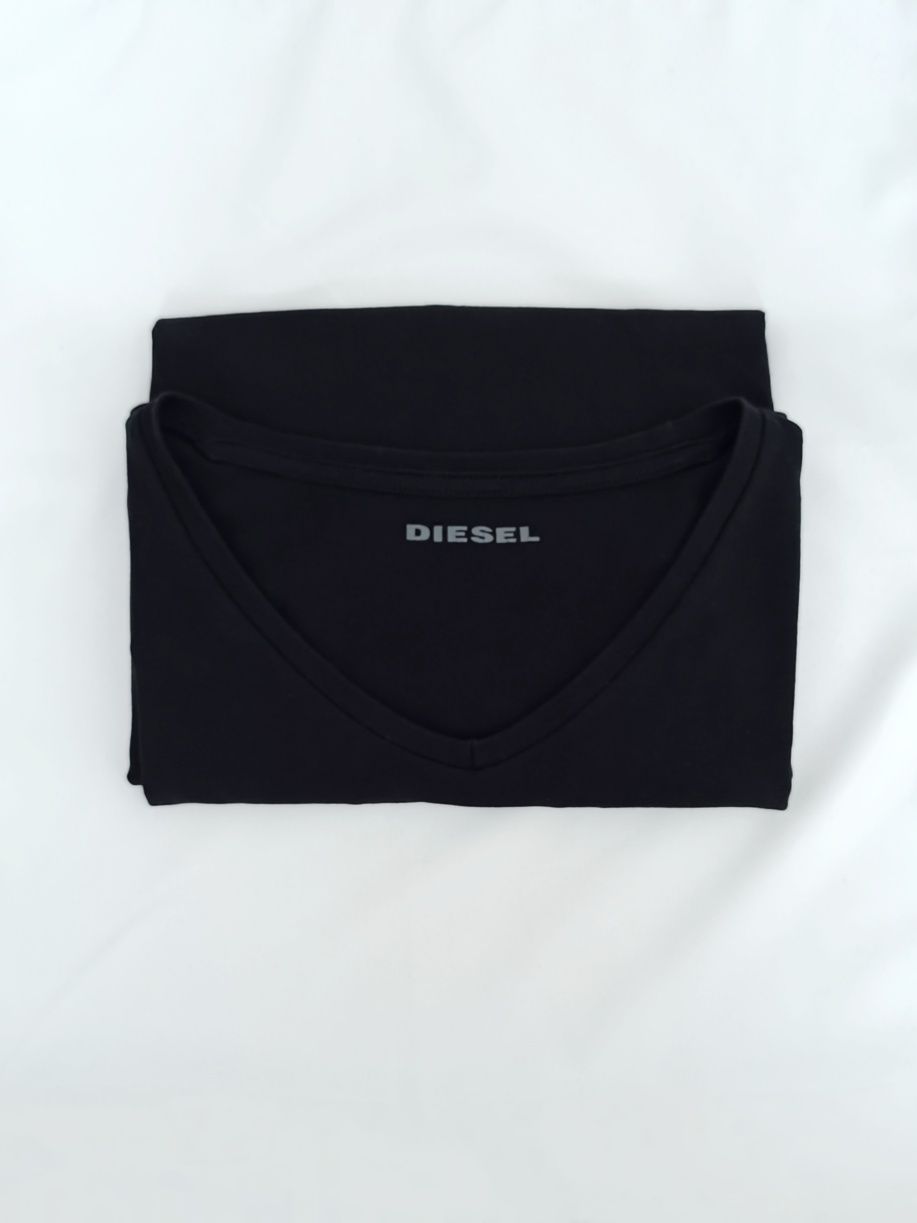 Koszulka męska z dekoltem V neck z tkaniny bawełnianej | Diesel M