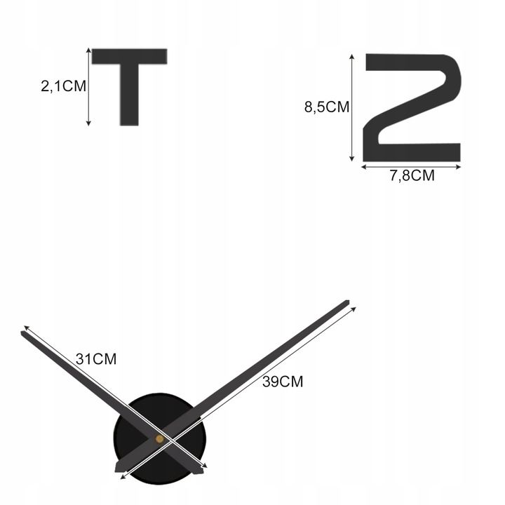 Zegar ścienny LOFT DIY 60-130cm naklejany czarny