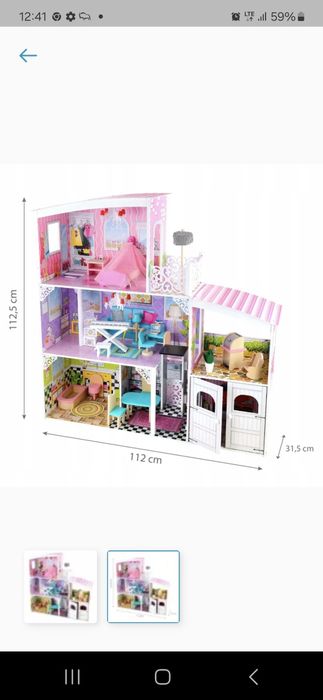 Duży drewniany domek dla lalek Barbi Ksenia