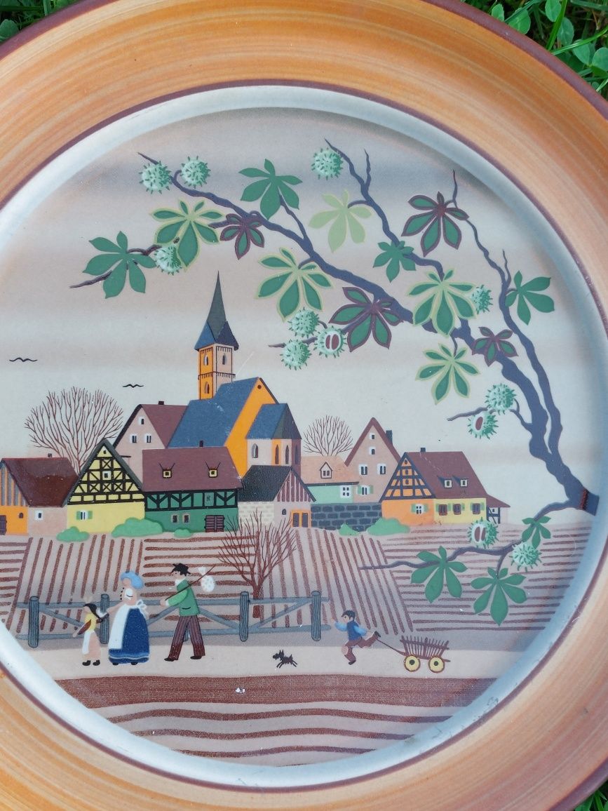 Piękny talerz ceramiczny na ścianę jak obraz  B.Fustenhofer