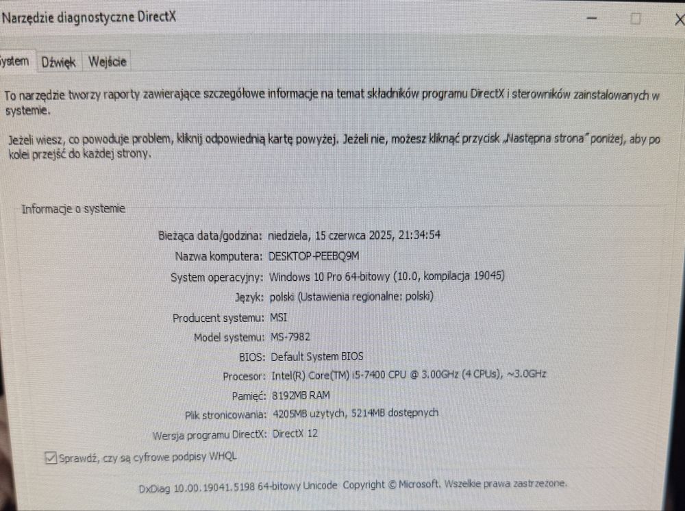 Komputer stacjonarny i5 / 8 GB RAM / Windows 10 Pro