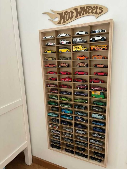 drewniana półka EKSPOZYTOR regał na resoraki HOT WHEELS 72 autka