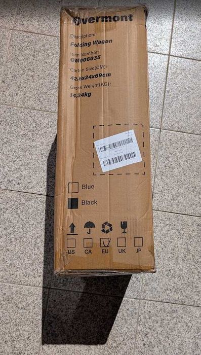 !NOVO!Carrinho Dobrável Overmont 250L 200kg XXL–Praia,Campismo,Jardim