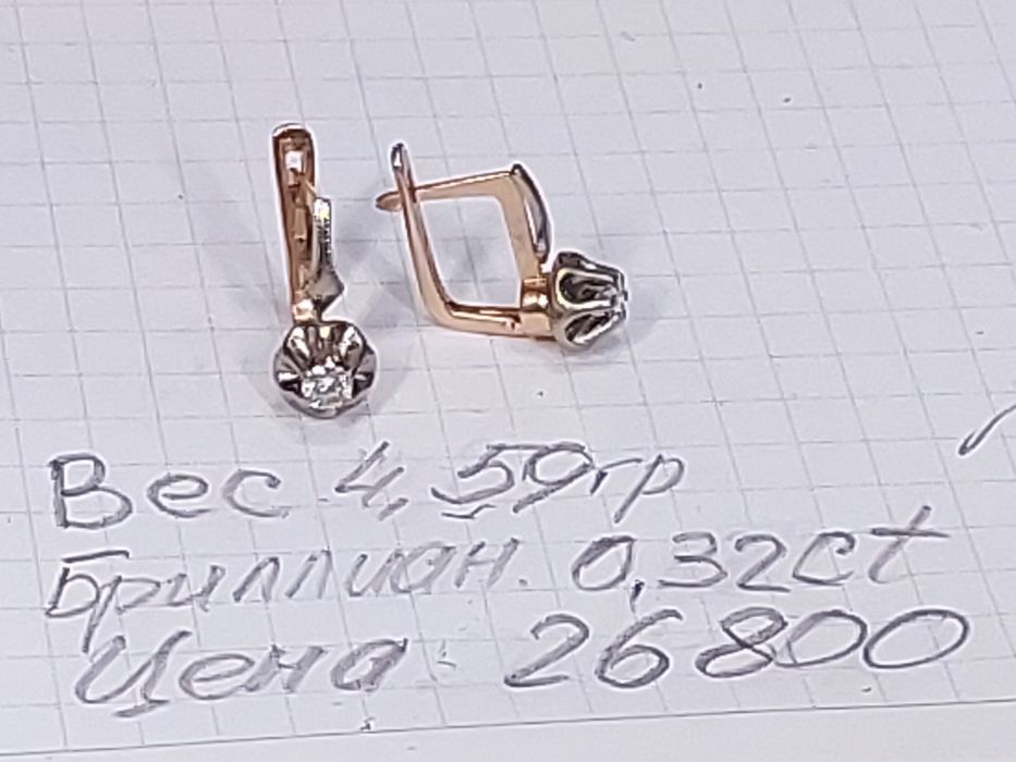 Золотые серьги 583 пробы с бриллиантами