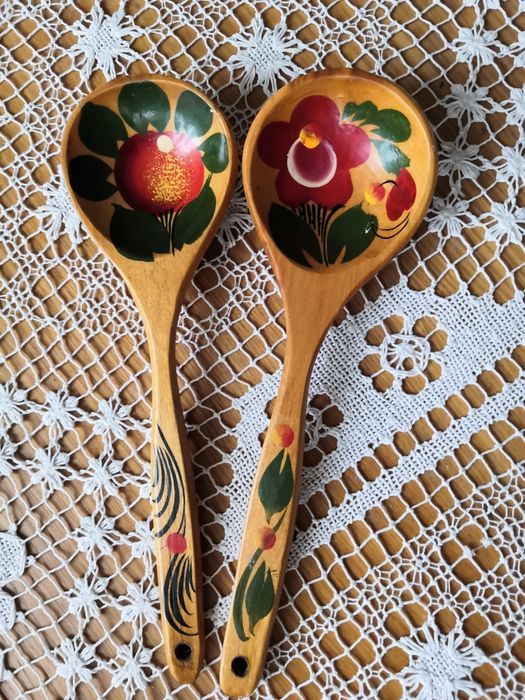 Dwie drewniane łyżki rosyjskie hand made