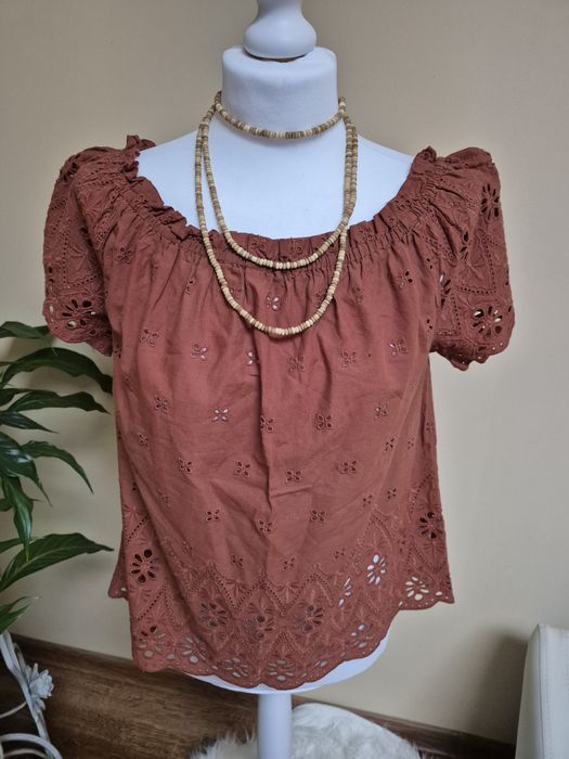 Bluzka haftowana braz boho hiszpanka Orsay rozmiar 38