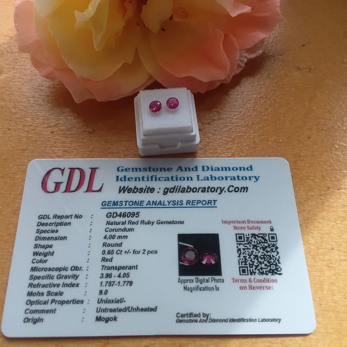 Dois Rubis Certificados – 4 mm Cada