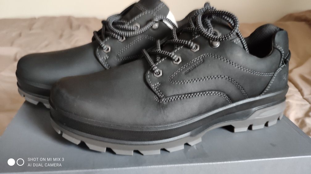 Ecco Rugged Truck wodoodporne czarne skórzane buty rozm 43