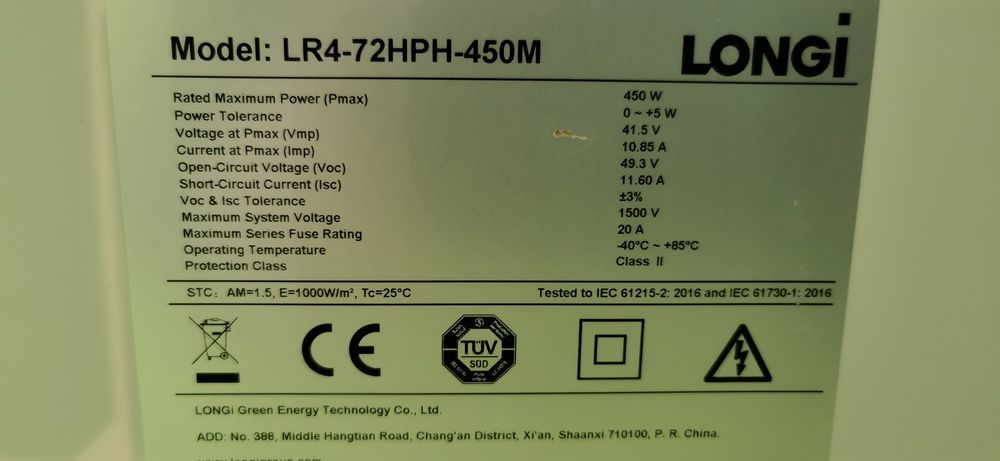 Sprzedam panele Longi LR4-72HPH-450