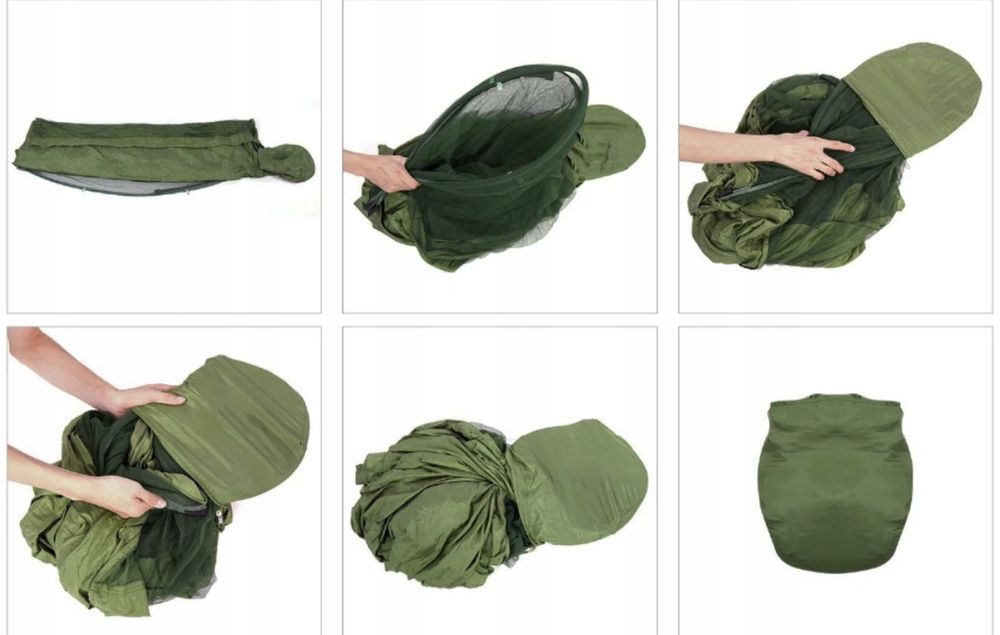 Hamak z Moskitierą Turystyczny Dwuosobowy Survival Kempingowy Mocny