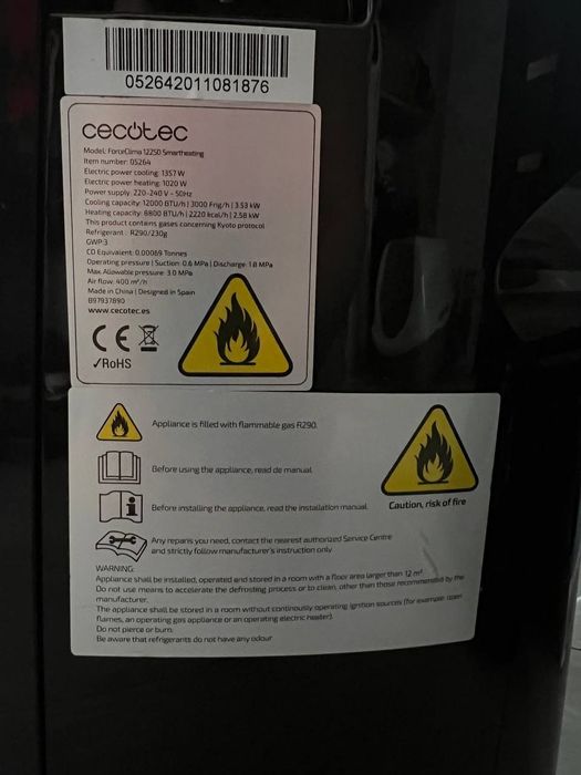 Cecotec Climatiseur Froid et Chaud ForceClima 12250 SmartHeating