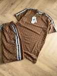 Спортивний літній костюм Lacoste Monogram Brown коричневий