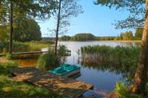 Dom nad Jeziorem Okrągłe, własna plaża, pomosty, ka