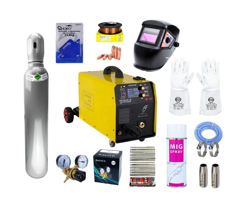 Spawarka MAGNUM MIG 224 LCD-15 DUAL PULS SYNERGIA v2 Zestaw -Najtaniej