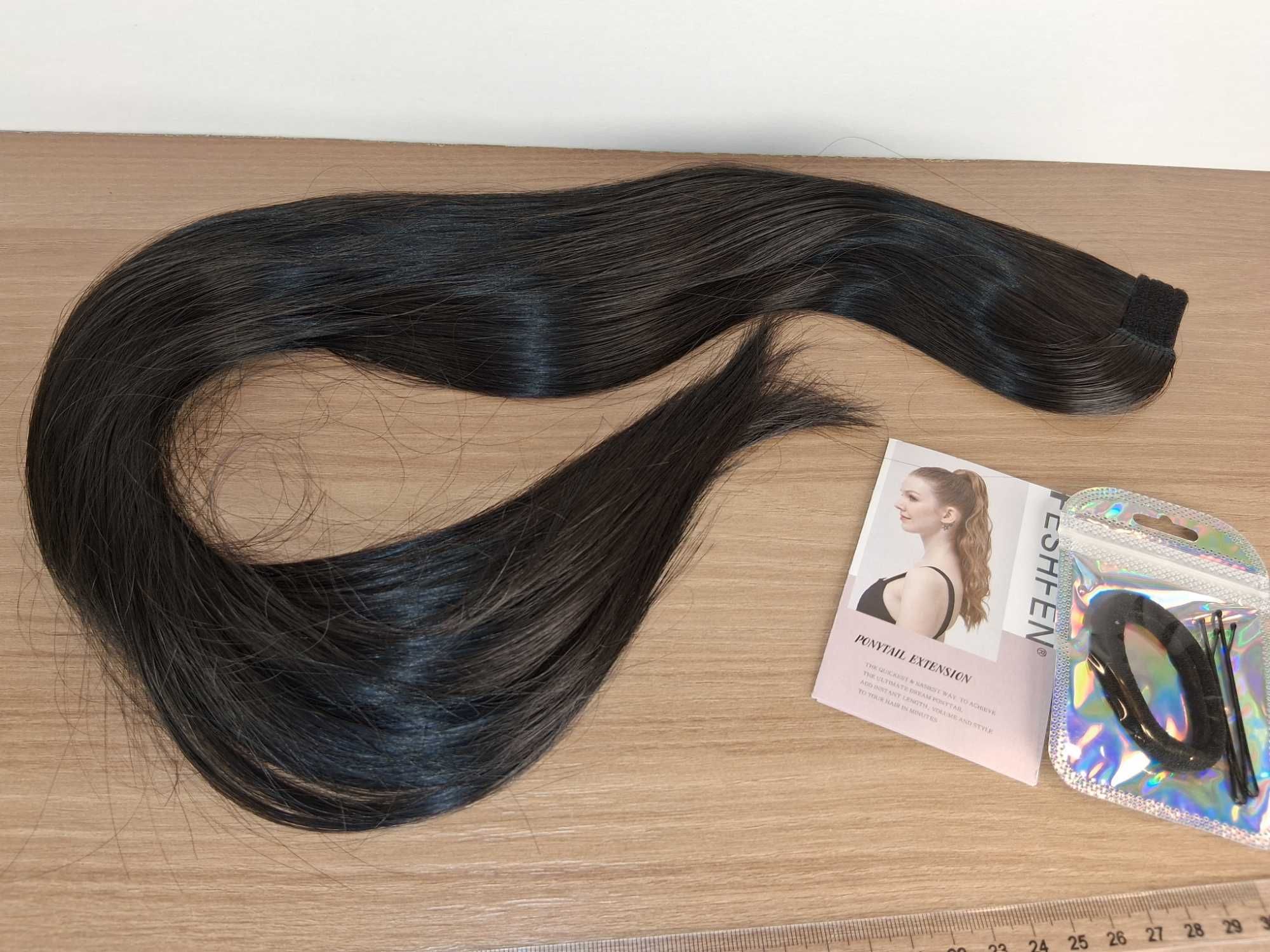 Y019 Doczepiany Kucyk Włosy Sztuczne Czarny Przedłużenie Ponytail