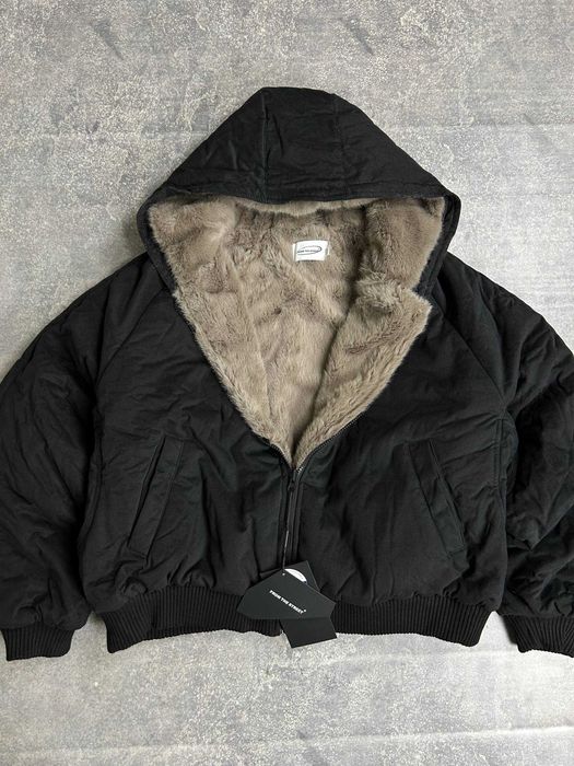 Бомбер двосторонній чорний с хутром дутый куртка курточка мех MA-1