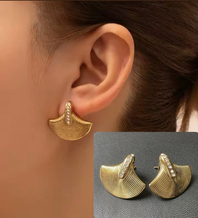 Сережки - віяла з цирконом