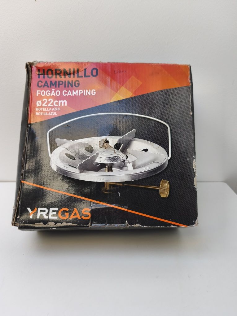 Fogão de acampamento Yregas para garrafa azul com rosca 22 cm