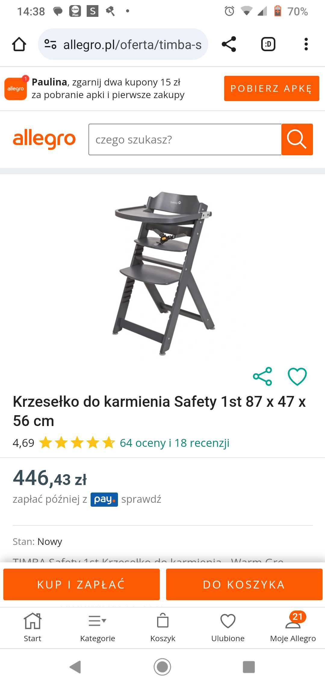 Krzesełko do karmienia safety