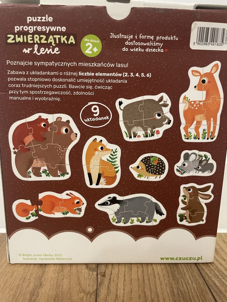 Puzzle progeresywne czuczy - zwierzatka w lesie