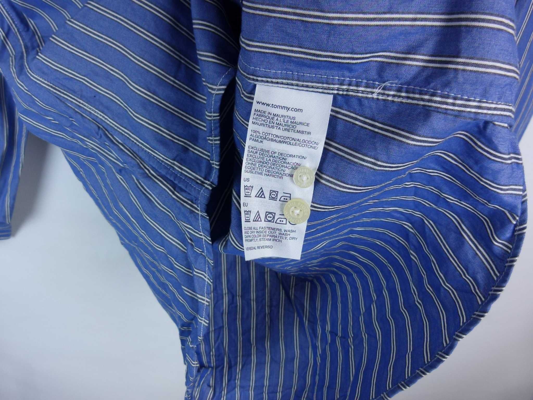 Tommy Hilfiger elegancka koszula paski bawełna / M