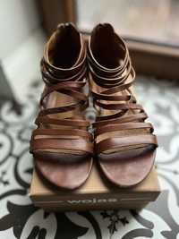 Buty damskie sandały skórzane brązowe rozmiar 39