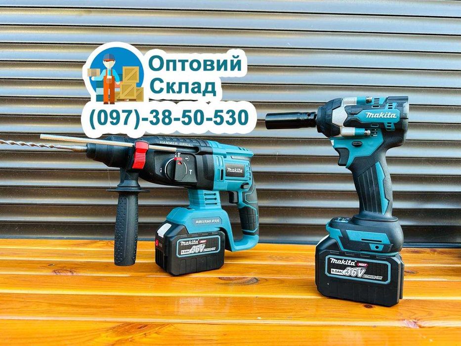 Набір 4в1 Makita Балгарка + Шуруповерт + Гайковерт + Перфоратор 36V-9A