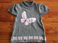 Sweter/tunika dziewczęca z motylkiem, 4-5 lat