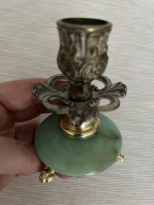 Swiecznik Vintage z alabastrem